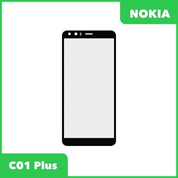Стекло + OCA плёнка для переклейки Nokia C01 Plus (черный)