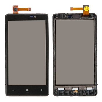 Сенсорное стекло (тачскрин) для Nokia Lumia 820, черный, следы клея