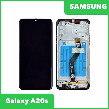 Дисплей для Samsung Galaxy A20s SM-A207F, DS в сборе GH81-17774A в рамке (черный) 100% оригинал