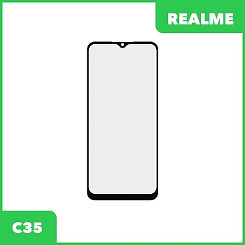 Стекло + OCA пленка для переклейки Realme C35 (черный)