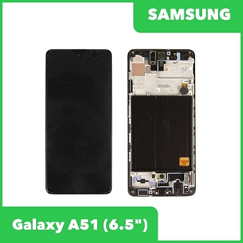 Дисплей для Samsung Galaxy A51 SM-A515 в сборе GH82-21669A в рамке (черный) 100% оригинал