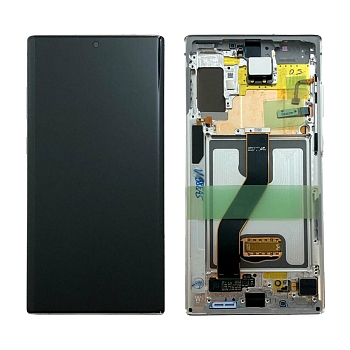 Дисплей Samsung N975F/DS (Note 10 Plus) в рамке (черный) сервисный ориг 100% Dynamic AMOLED