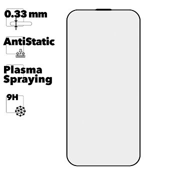 Защитное стекло Mr.cat для iPhone 14 Pro Anti-Static, Plasma Spraying черное (ударопрочное)