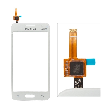 Сенсорное стекло (тачскрин) для Samsung Galaxy Core 2 Duos G355H, DS ревизия 00, белый
