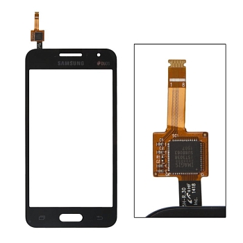 Сенсорное стекло (тачскрин) для Samsung Galaxy Core 2 Duos G355H, DS ревизия 00, черный