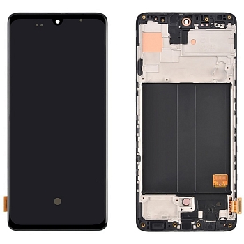 Дисплей (экран в сборе) для телефона Samsung Galaxy A51 (A515F), A51 5G (A516F) в рамке, черный (OLED Full size)