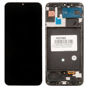 Дисплей для Samsung Galaxy A30s (A307F), в сборе с тачскрином и передней панелью, черный (оригинал)
