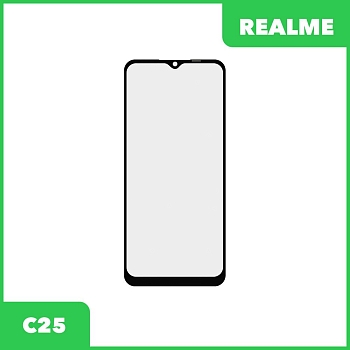 Стекло + OCA пленка для переклейки Realme C25, черный