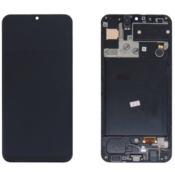 Дисплей Samsung A307FN, DS (A30s) в рамке (черный) сервисный ориг 100% Super AMOLED