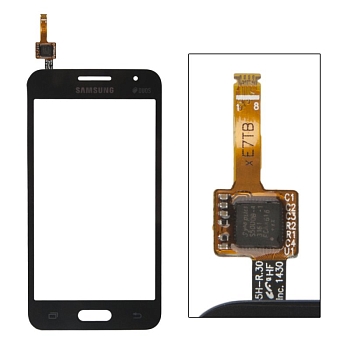 Сенсорное стекло (тачскрин) для Samsung Galaxy Core 2 Duos G355H, DS ревизия 03, черный