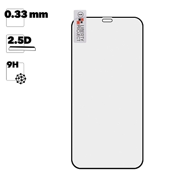 Защитное стекло "LP" для Apple iPhone 12 (6.1") Thin Frame Full Glue с рамкой 0.33 мм, 2.5D, 9H, черное